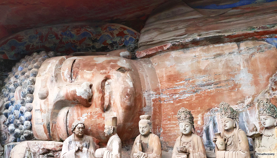 Dazu rock carving sleeping buddha